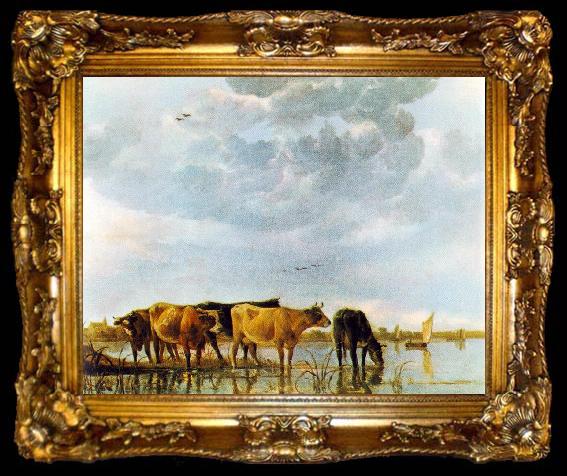 framed  CUYP, Aelbert Cows in the Water, ta009-2